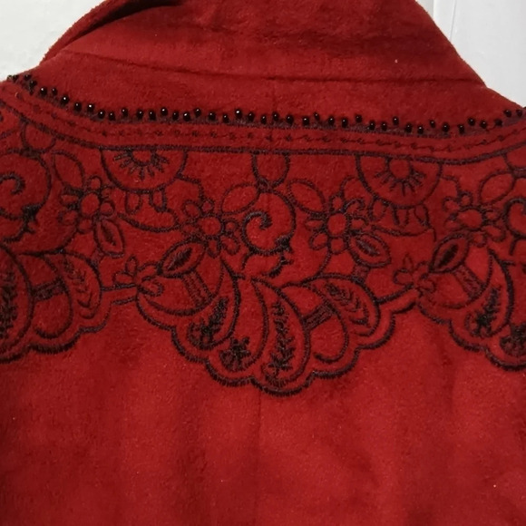 Coldwater Creek Faux Suede Jacket Red Black Petite 8 - Picture 12 of 12